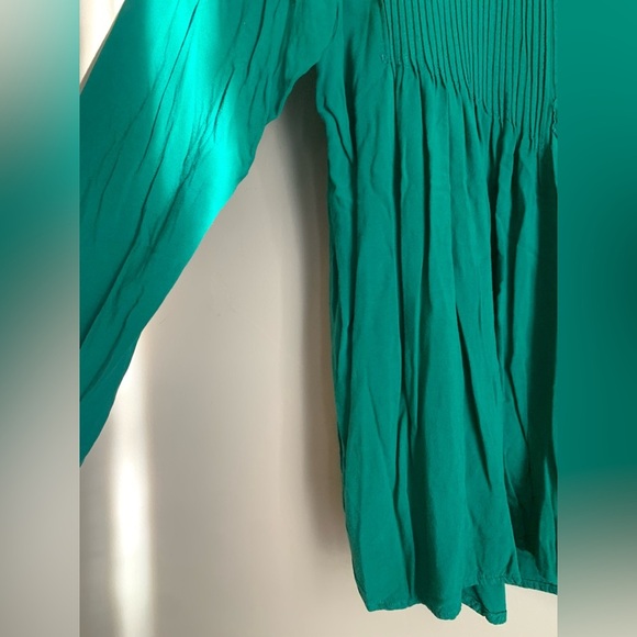 Sundance hippie boho blouse top shirt small green pleated popover - Picture 4 of 6